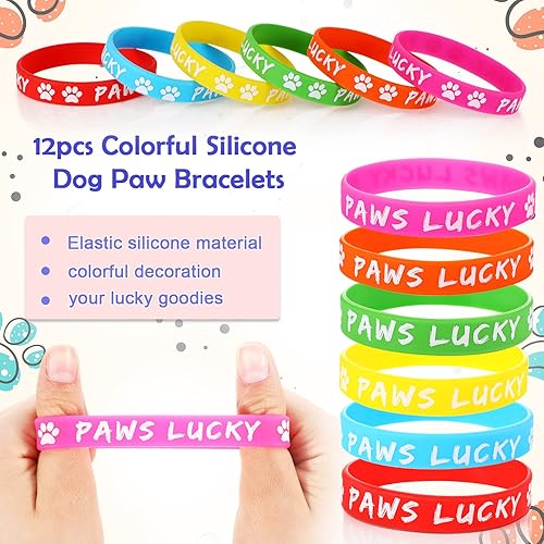 Miniatura 3 de Chivao Juego de 85 piezas de recuerdos de fiesta de pata de perro con pulsera de silicona con estampado de pata, llavero, cadena colgante, bolsa de