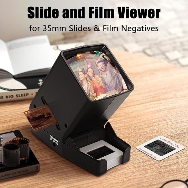 SV-3 - Visualizzatore per diapositive e filmati da 35 mm, con ingrandimento 3X e visualizzazione con illuminazione a LED per diapositive da 35 mm e negativi per film, alimentazione USB o a - 5
