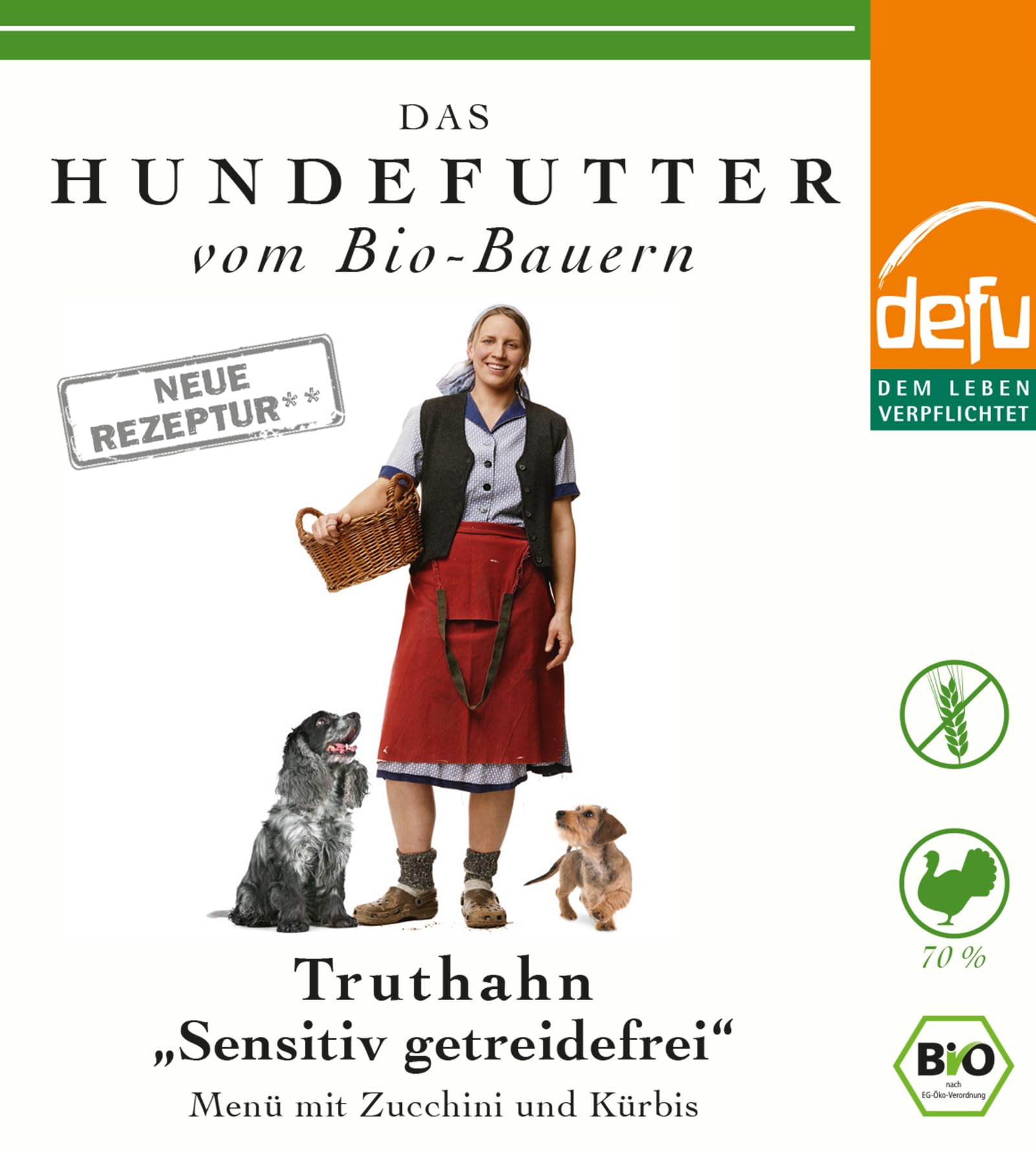 defu Hundefutter | 12 x 400 g | Bio Truthahn Sensitiv Getreidefrei | Premium Bio Nassfutter Menü | Alleinfuttermittel für Hunde