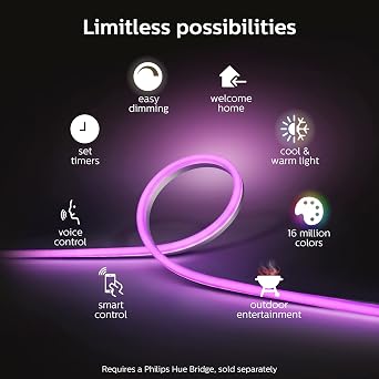 Philips Hue Outdoor 7-Foot Smart LED Light Strip - White and Color Ambiance - 1 Pack - Requires Hue Bridge - Weatherproof - Control with Hue App - Works with Alexa, Google Assistant and Apple HomeKit