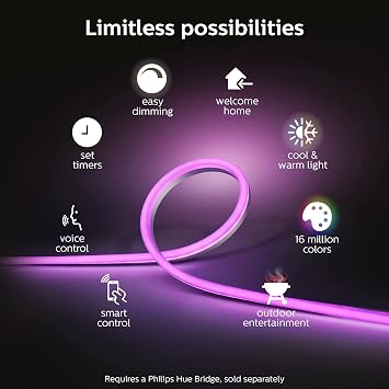 Philips Hue Outdoor 7-Foot Smart LED Light Strip - White and Color Ambiance - 1 Pack - Requires Hue Bridge - Weatherproof - Control with Hue App - Works with Alexa, Google Assistant and Apple HomeKit