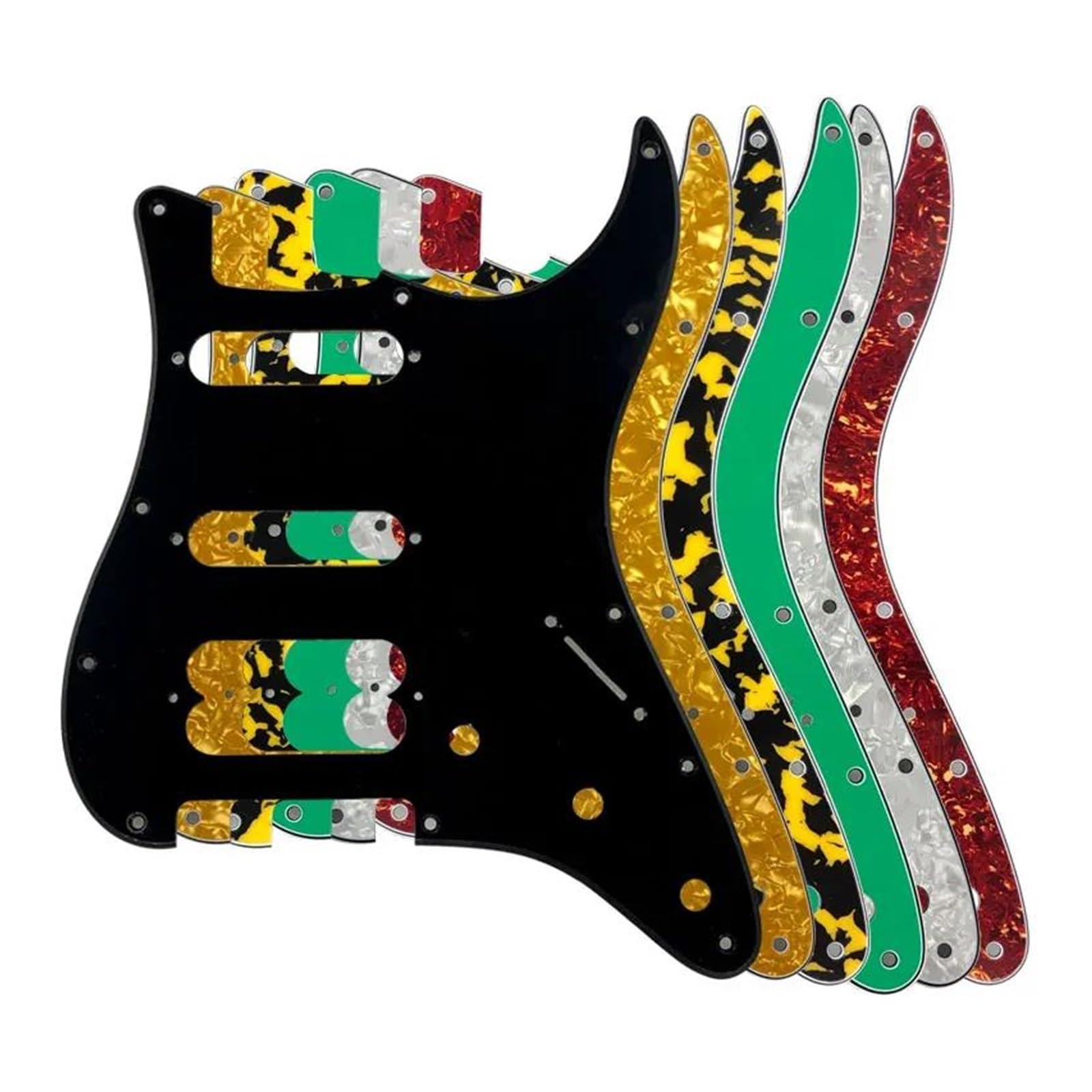 maskownica do gitary elektrycznej Części do gitary - Do 11 otworów na śruby Standard HSS Gitara Pickguard Scratch Plate Flame Pattern Scratch Tył(4Ply red)