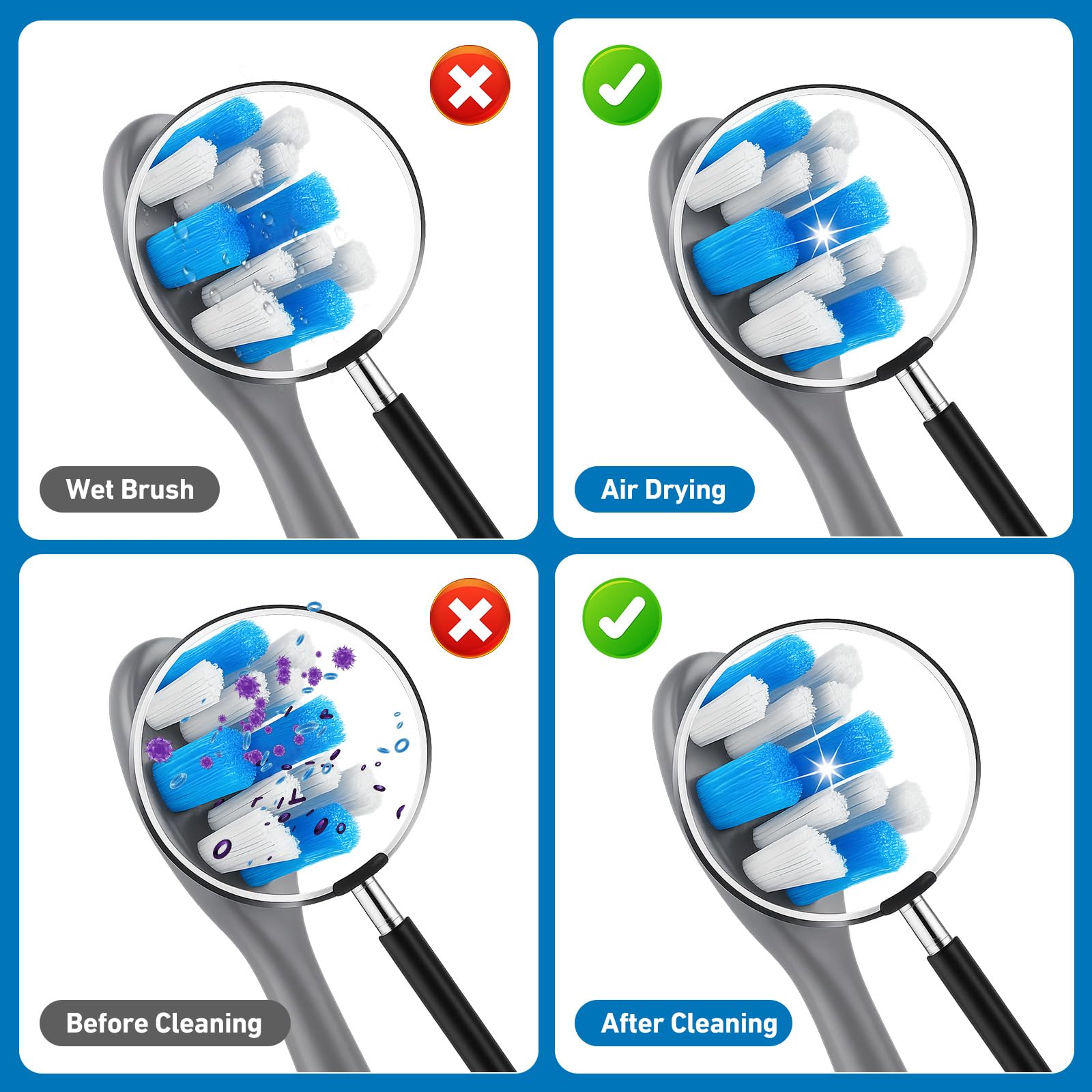 UV Toothbrush Sanitizer Holder, Manual Razor/Electric Toothbrush Holder, Wall Toothbrush Holder for Bathroom with Cover, Toothbrush Organizer, Toothbrush Cleaner San itizer UV Holder, No Drilling