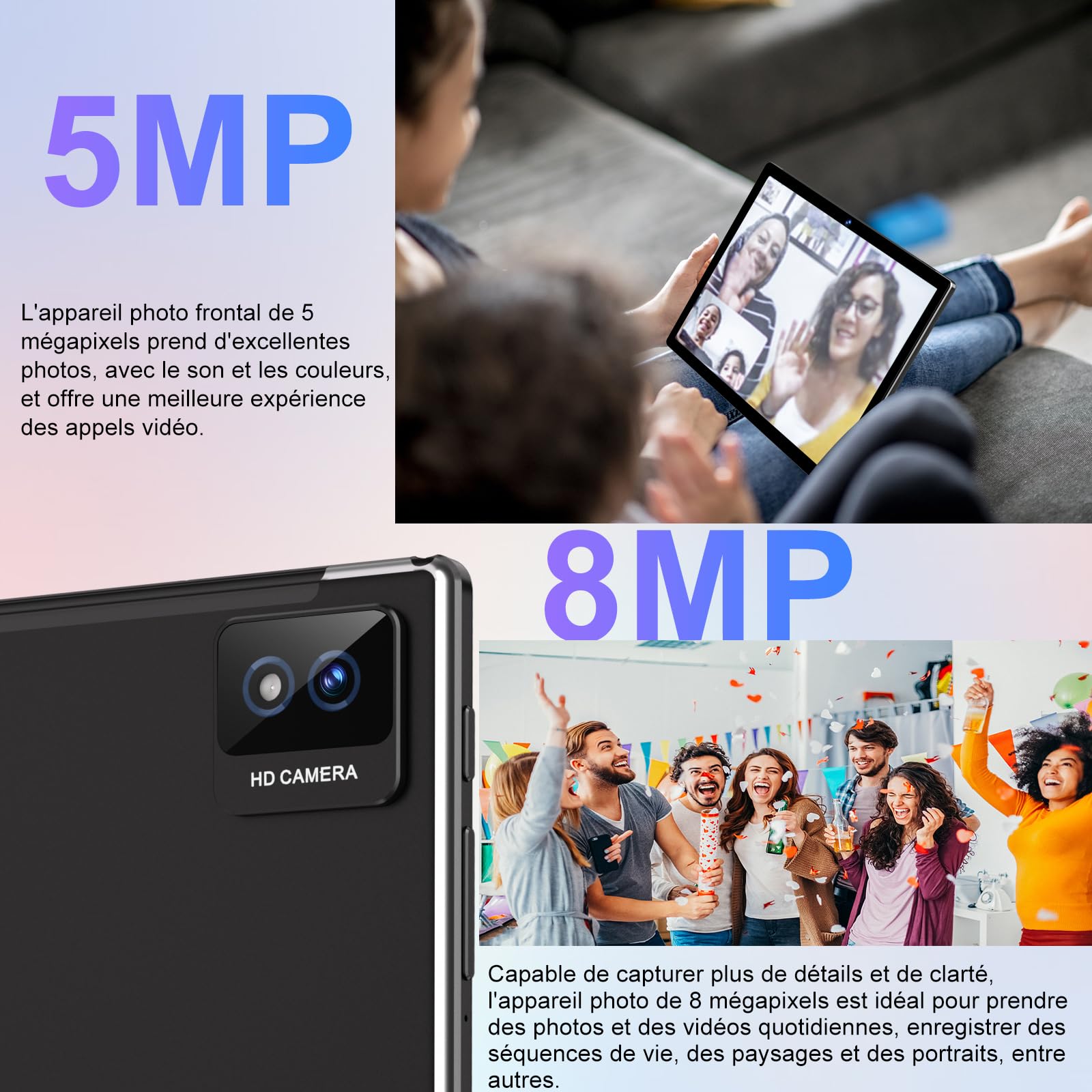 2026 Dernière Tablette Android Gemini AI, Tablette 10 Pouces 22Go RAM + 128Go ROM(TF 2To), avec 5G WiFi Octa-Core 2.0GHz, 8000mAh, GPS, Widevine L1, Tablette Tactile Noir