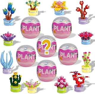 Anditoy 6 Pack Easter Eggs with Random Succulent Plants Building Block Toys Inside Blind Packaging for Kids Boys Girls Teens Easter Basket Stuffers Fillers Gifts