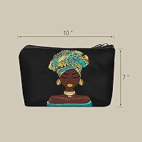 Vista 4 de Bolsa de maquillaje Melanin para mujer, bolsa de cosméticos impresa portátil, bolsa de aseo de viaje, bolsa organizadora de maquillaje para mujeres