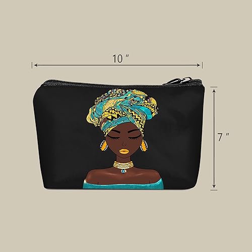 Miniatura 10 de BDAWQUG Bolsa de maquillaje Melanin para mujer, bolsa de cosméticos impresa portátil, bolsa de aseo de viaje, bolsa organizadora de maquillaje para
