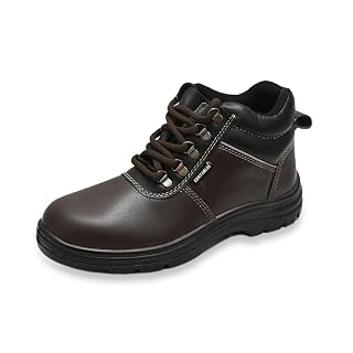 Contablue Rival Safety Boots for Men | Genuine Leather, Steel Toe | ISI Certified IS:15298 | Chemical & Oil Resistant, Anti-Skid | Heavy Duty Work Boots for Construction, Mining & Industrial Use (Brown, UK Footwear Size System, Adult, Men, Numeric, Medium, 8)