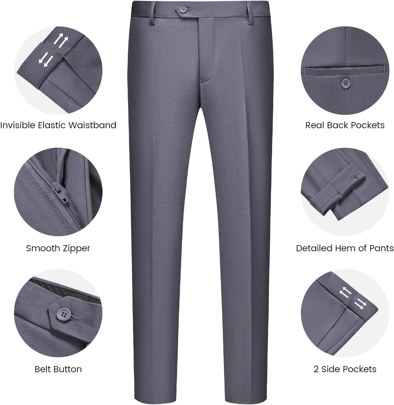WULFUL Men’s Slim Fit Suit One Button 3-Piece Blazer Dress Business Wedding... - Picture 87 of 257