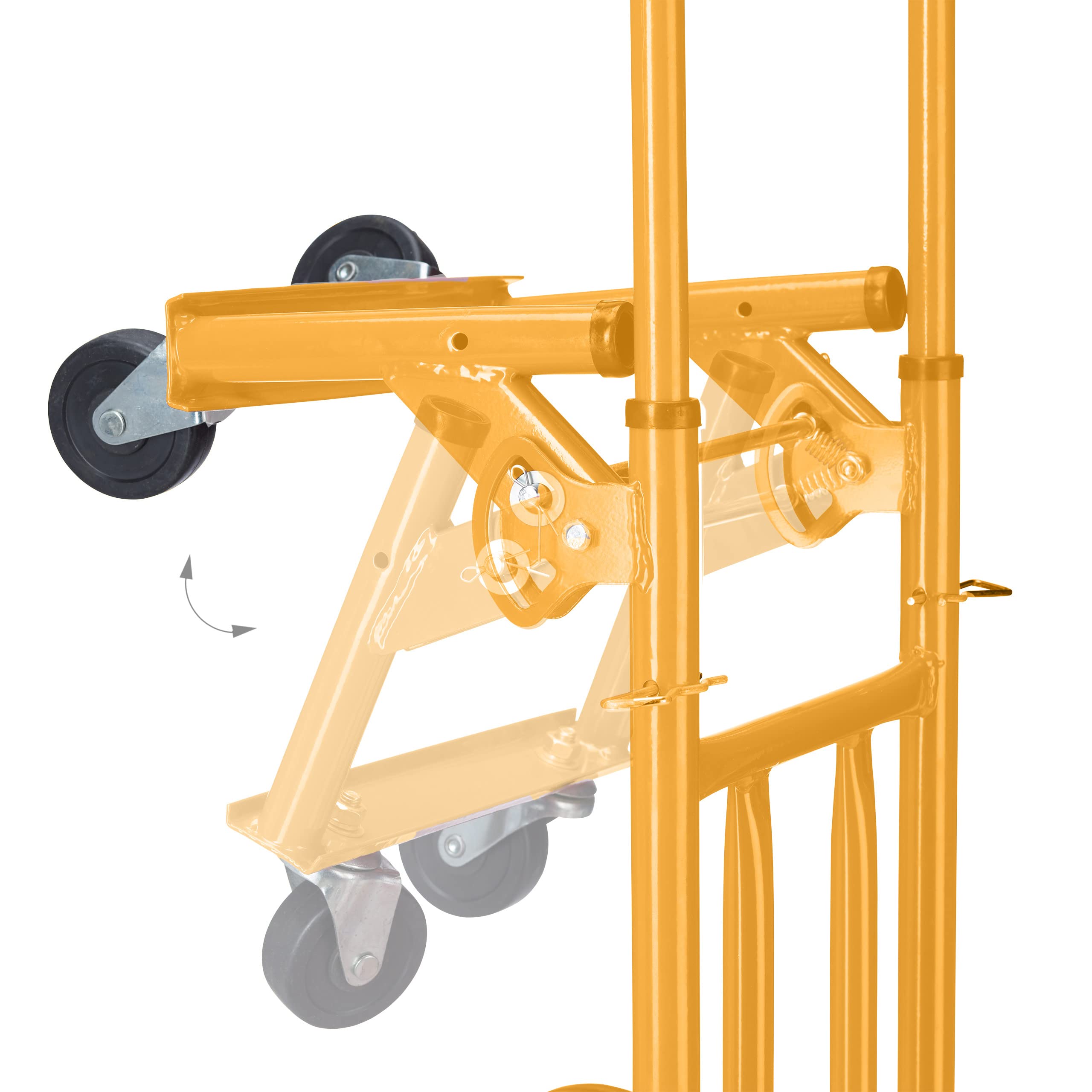 Relaxdays Carrello Portapacchi per Scale, Carrellino da Trasporto Trolley Saliscale capacità di Carico 50/150 kg, Giallo