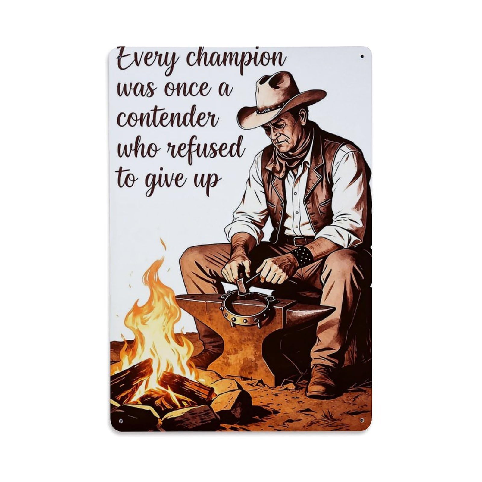 Cowboy Blacksmith Forge Fire Horse Retro Metal Tin Sign, Vintage Decor Art Poster for Bar, Home, Man Cave, Kitchen, Laundry Room Gift 8x12Inch