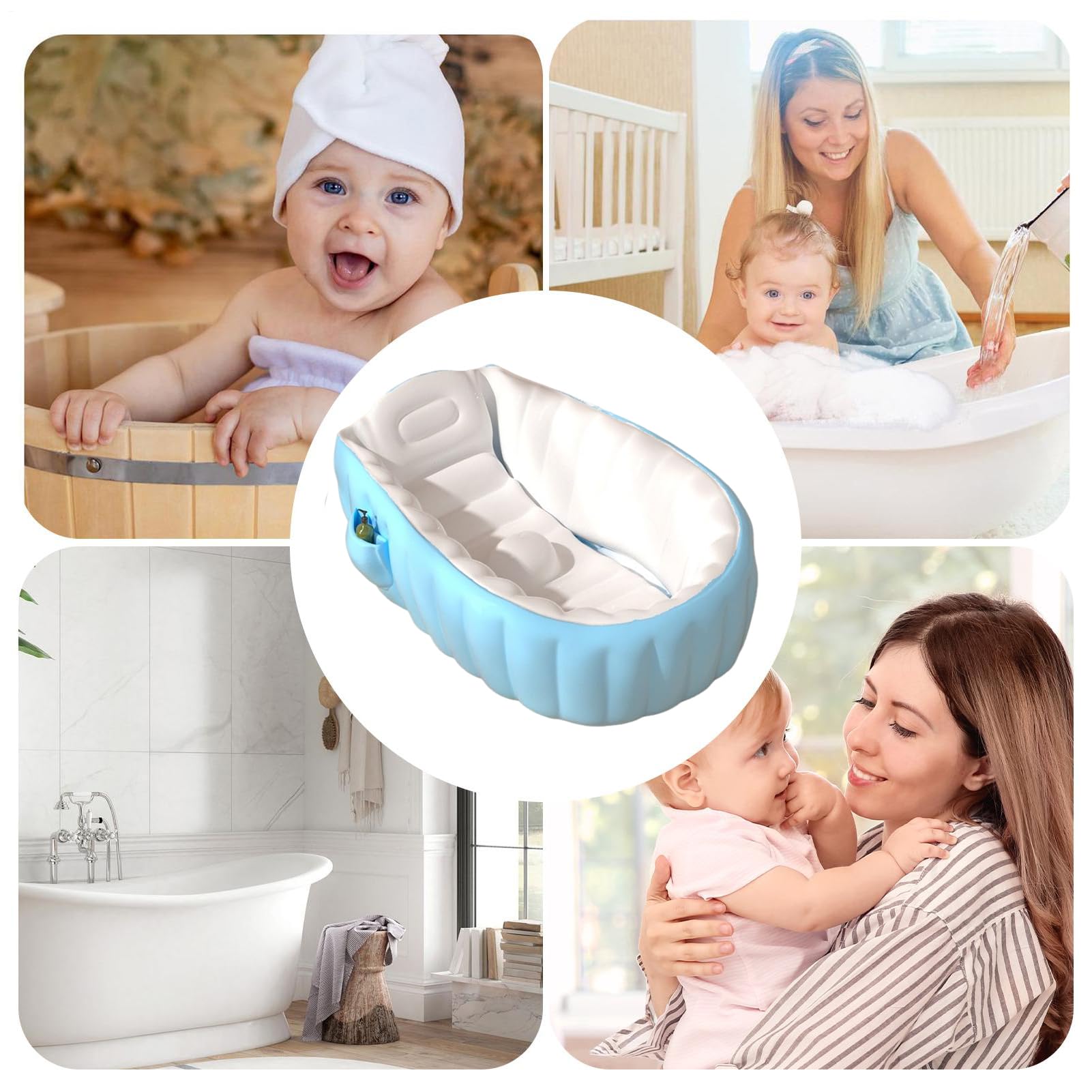 Vasca Da Bagno Da Viaggio per Neonato Catino Pieghevole Essenziale Bimbi 2+ | Vasca Portatile Bambini Con Pompa A Pedale Casa Interno Bagno Hotel Esterno Viaggio Vacanza Bambini Piccoli
