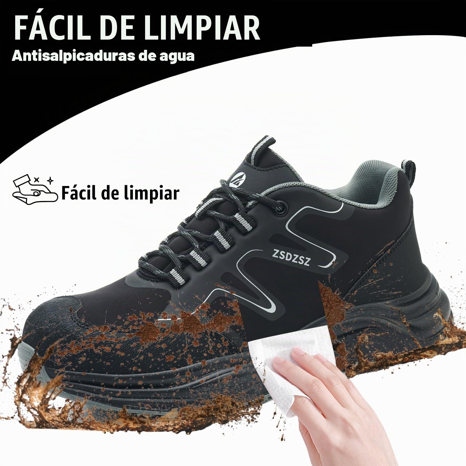 Zapatos de Seguridad para Hombre Mujer Zapatillas Trabajo con Punta de Acero Ligeros Transpirable Calzado de Seguridad Antideslizantes Comodo Zapatos de Trabajo