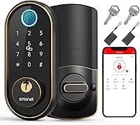Vista 8 de Cerradura de puerta inteligente sin llave: Cerraduras inteligentes SMONET para puerta delantera, huella dactilar, entrada sin llave, electrónico