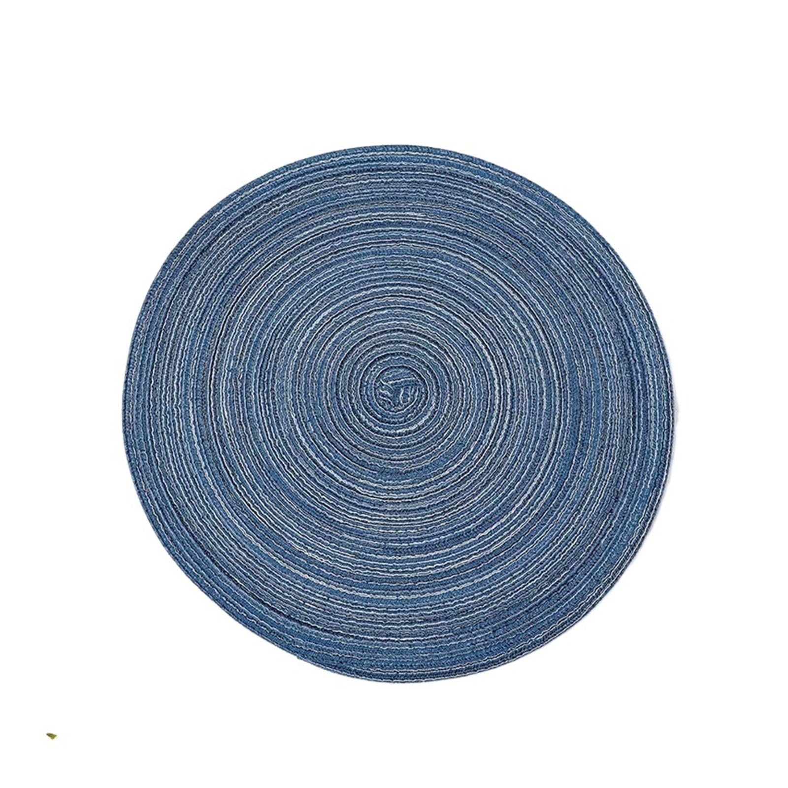Table Mats Round Braided Placemats Mats Dining Tables Place(Blue)