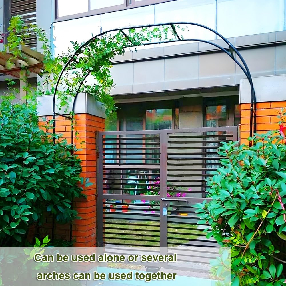 Arco da giardino decorativo in acciaio inox per rose e piante rampicanti in metallo, supporto per piante rampicanti, dimensioni 80 x 280 cm, elegante pergolato da esterno per rose e rampicanti, bianco
