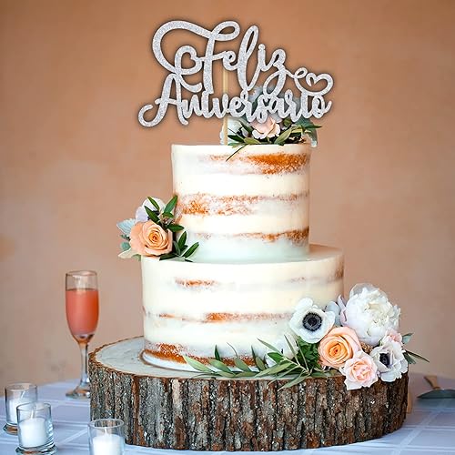 Miniatura 4 de Decoración para tartas de aniversario con purpurina plateada, Happy Ever After/We Still Do - Decoración para tartas, suministros de decoración de