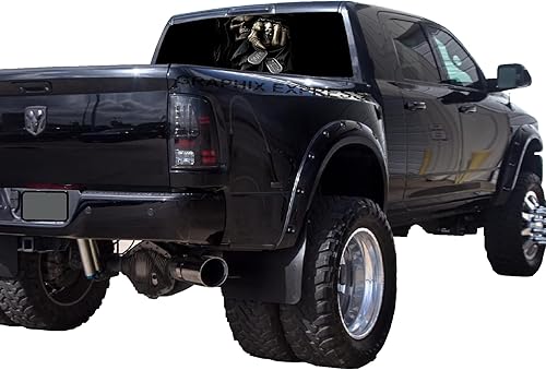 Miniatura 3 de GRAPHIX EXPRESS Gráficos para Ventana Trasera de Camión - Calcomanía Grim Reaper - Diseño de Calavera de la Muerte (P532) - Vinilo Universal