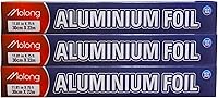 MGENLONG Heavy Duty Aluminum Foil 75 Ft Rolls 3 Pack - Thick 15 Micron Food Grade Foil for Cooking, Baking, BBQ, Grilling