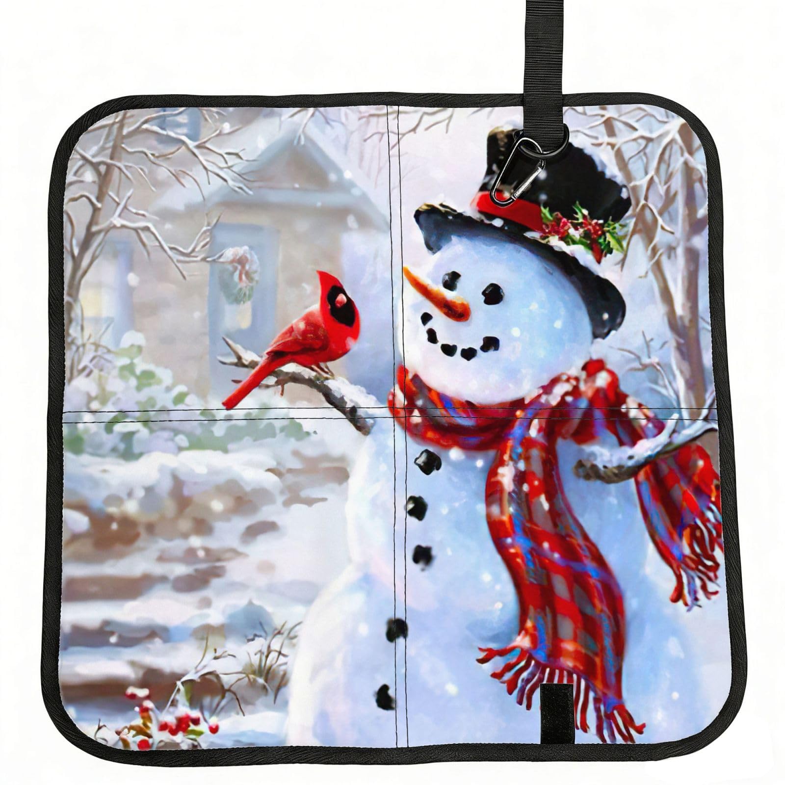 bghdfa Merry Christmas Snow Man And Birds Print Outdoor Sitting Mat Waterproof Oxford Cloth Seat Cushion Folding Foam Camping Seat For Picnic