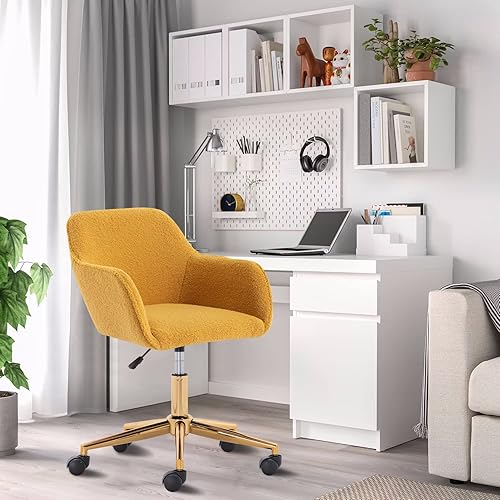 Miniatura 9 de Yoluckea Silla de escritorio rosa de terciopelo para oficina altura ajustable silla de tocador rosa para sala de maquillaje bonita silla de