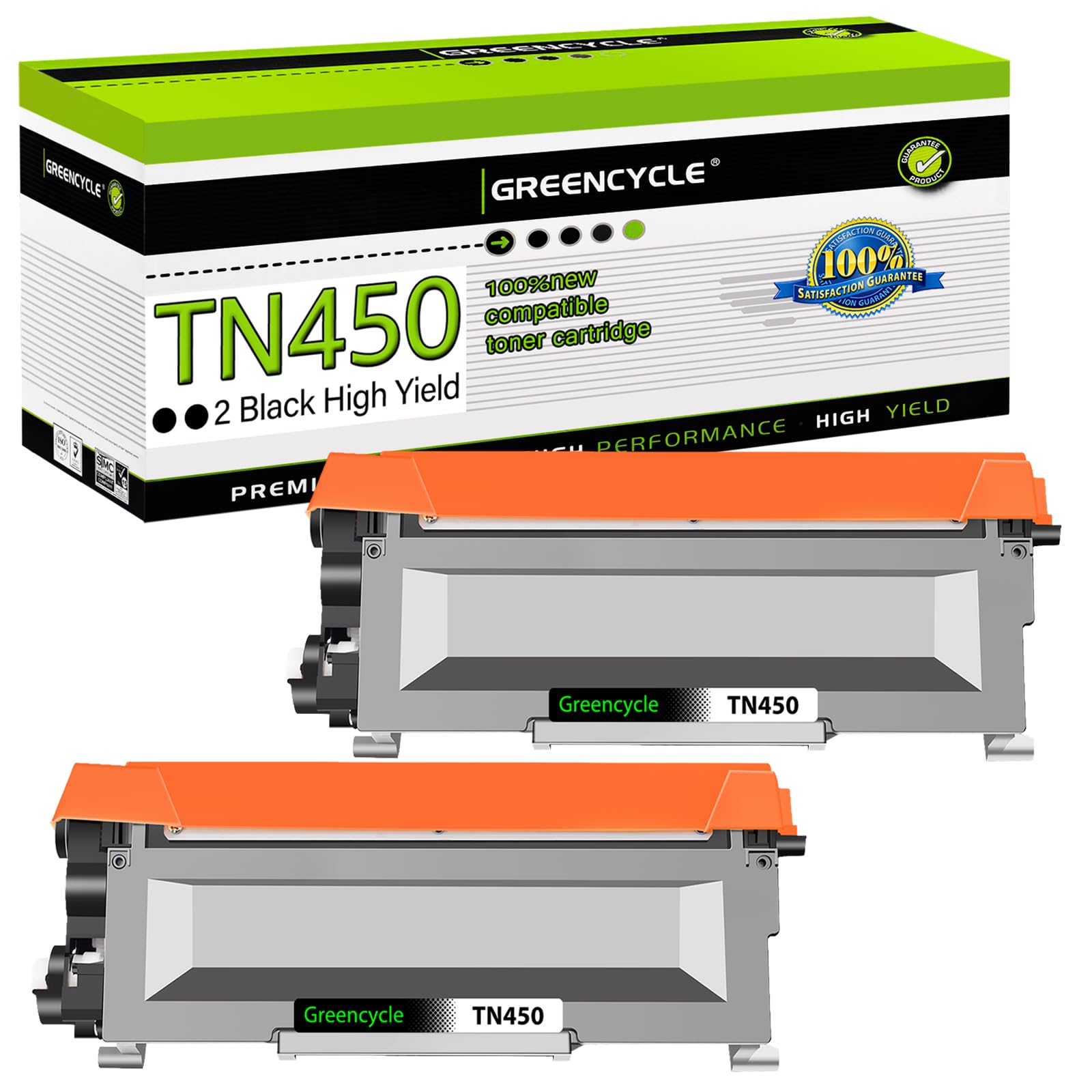 greencycle TN450 Black Toner Cartridge Compatible for Brother TN-450 TN420 TN-420 use to HL-2270DW HL-2280DW HL-2240 MFC-7360N MFC-7860DW DCP-7060D