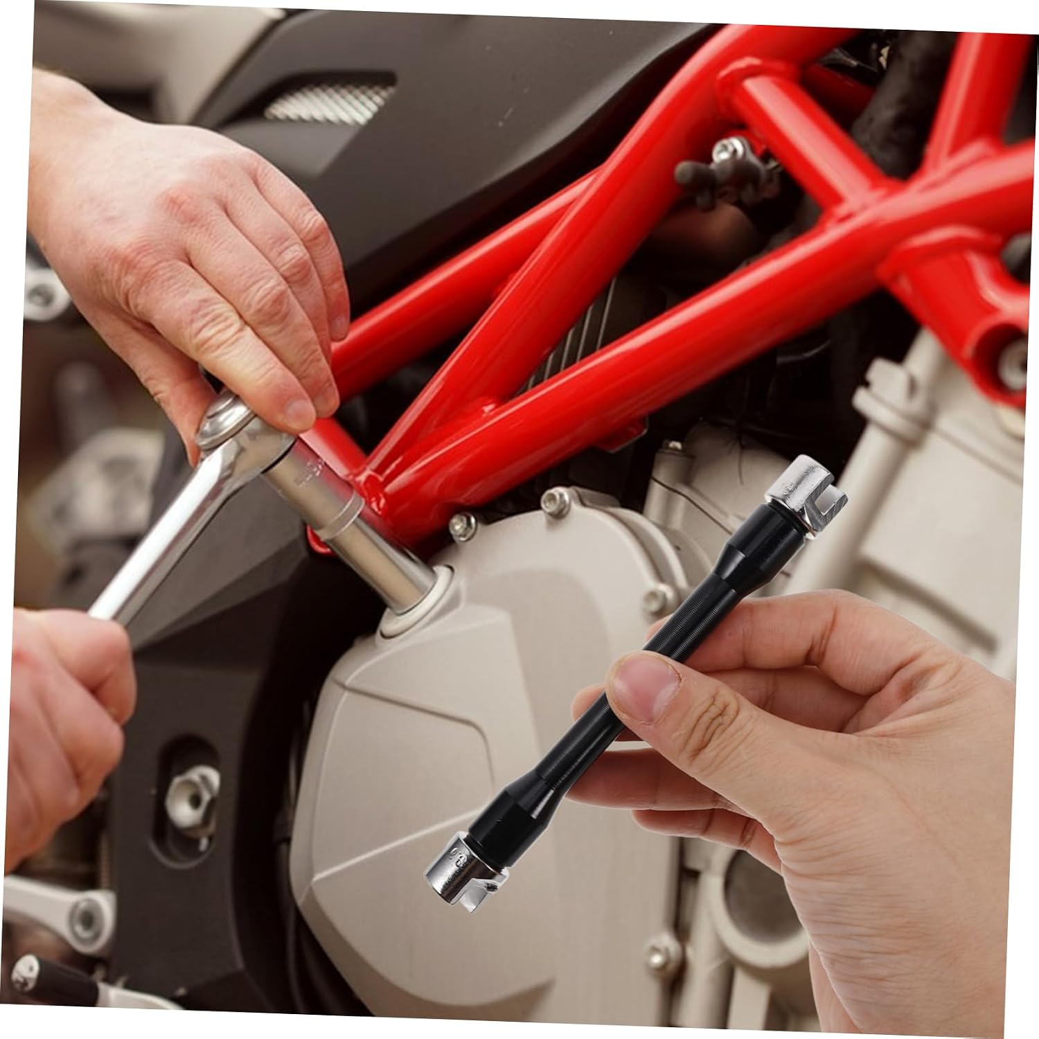 ABOOFAN 1Set Multi Function Wheel Spanner Ergonomic Wrench Tool for Motorcycle Maintenance Compact Lightweight Design Compatible with Various Motorcycle Models