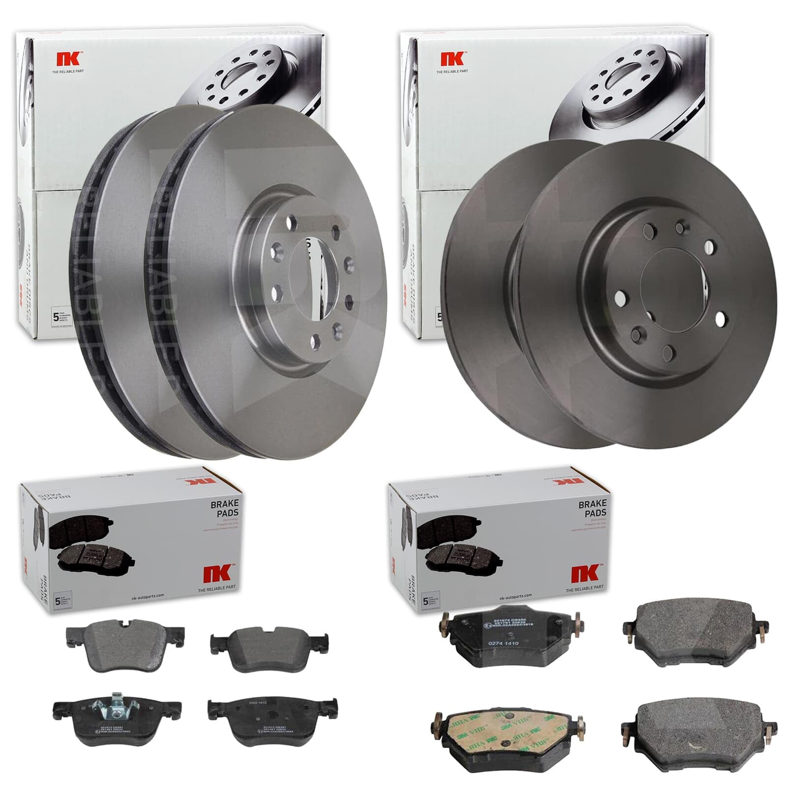 NK Bremsscheiben + Beläge vorne + hinten | 203742 + 221974 + 203749 + 221975 passend für Grandland / X