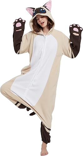Miniatura 7 de DarkCom Kids Animal Onesie,Women and Mens Cosplay Siamese Cat Onesie Halloween Costume Christmas Pajamas Sleepwear