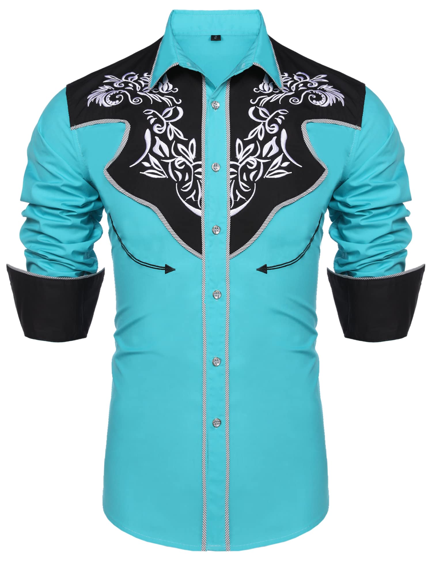 DaupanzeesDaupanzees Men's Long Sleeve Embroidered Shirts Slim Fit Casual Button Down Shirt