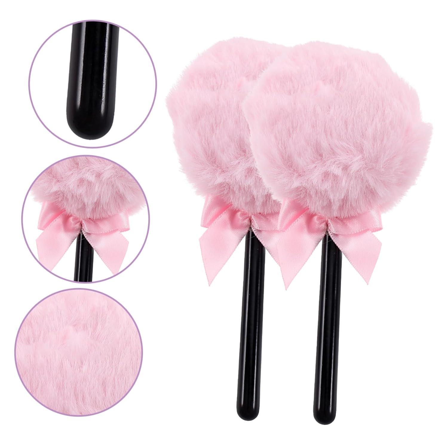 2pcs Lollipop Makeup Puff for Face Application Soft Velour Powder Puff Chic Handle for Loose and Mineral Powders for Home and Travel Use Pink