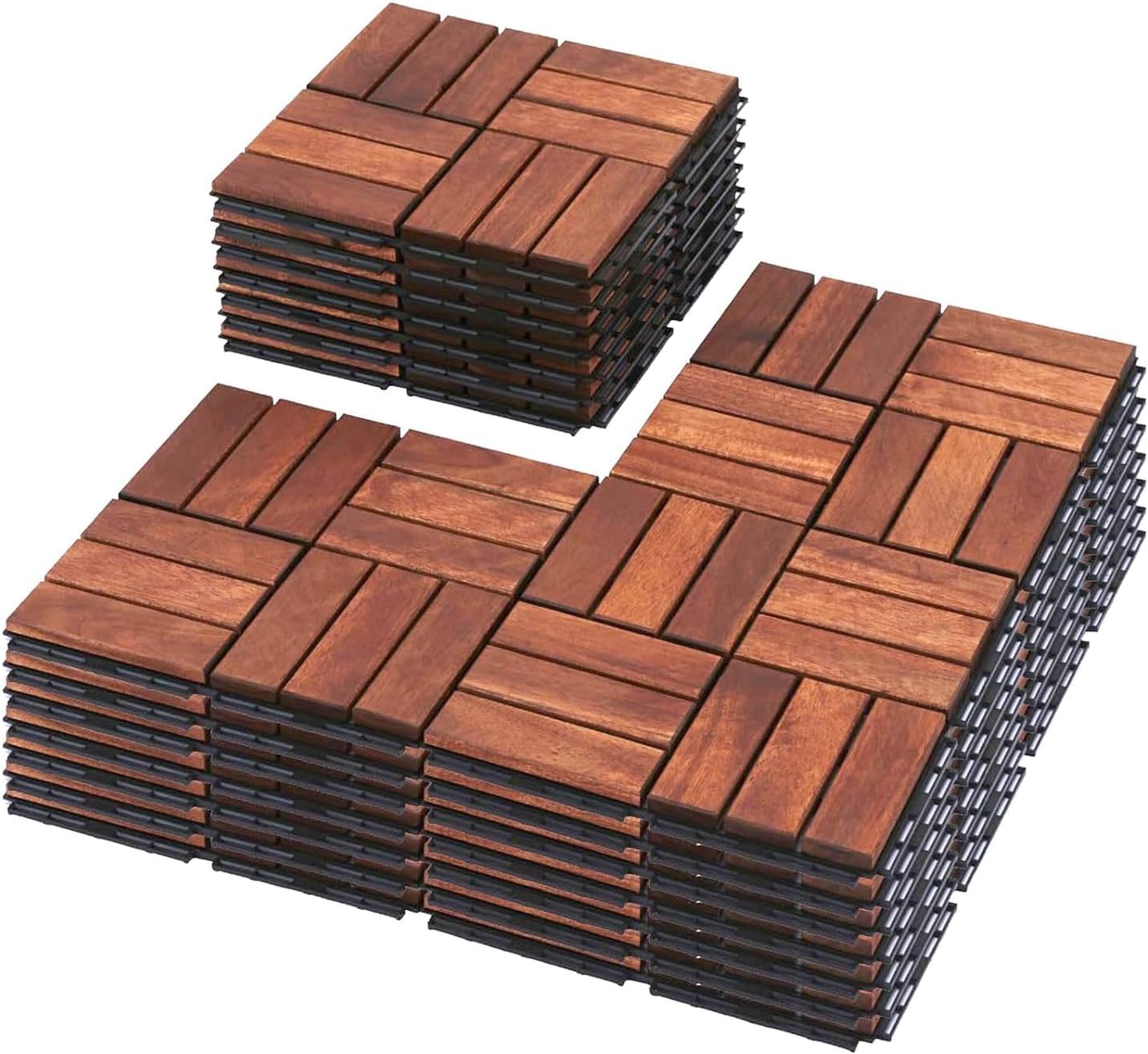 Kompozytowe płytki tarasowe, odporne na warunki atmosferyczne, wytrzymałe, wodoodporne, antypoślizgowe, z wydajnym drenażem, 10 sztuk, 30 x 30 cm, mata kompozytowa z drewna akacjowego