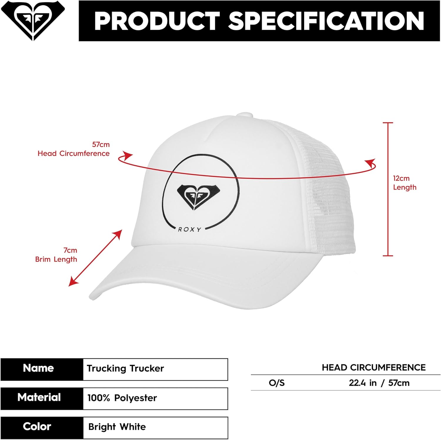 Roxy Women's Truckin Trucker Hat – Adjustable Summer Cap, Lightweight and Breathable with Mesh Back - Image 4