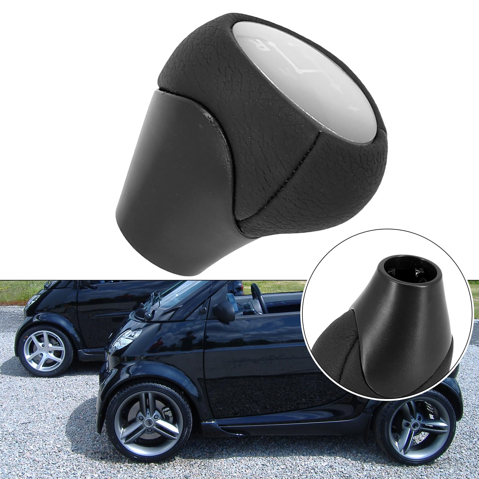 ReachMall Pomello cambio, Pomello del cambio automatico, testa del cambio adatto per Smart 451 07-2018 450/451 2007-2018 cambio automatico in pelle leva del cambio e pomello
