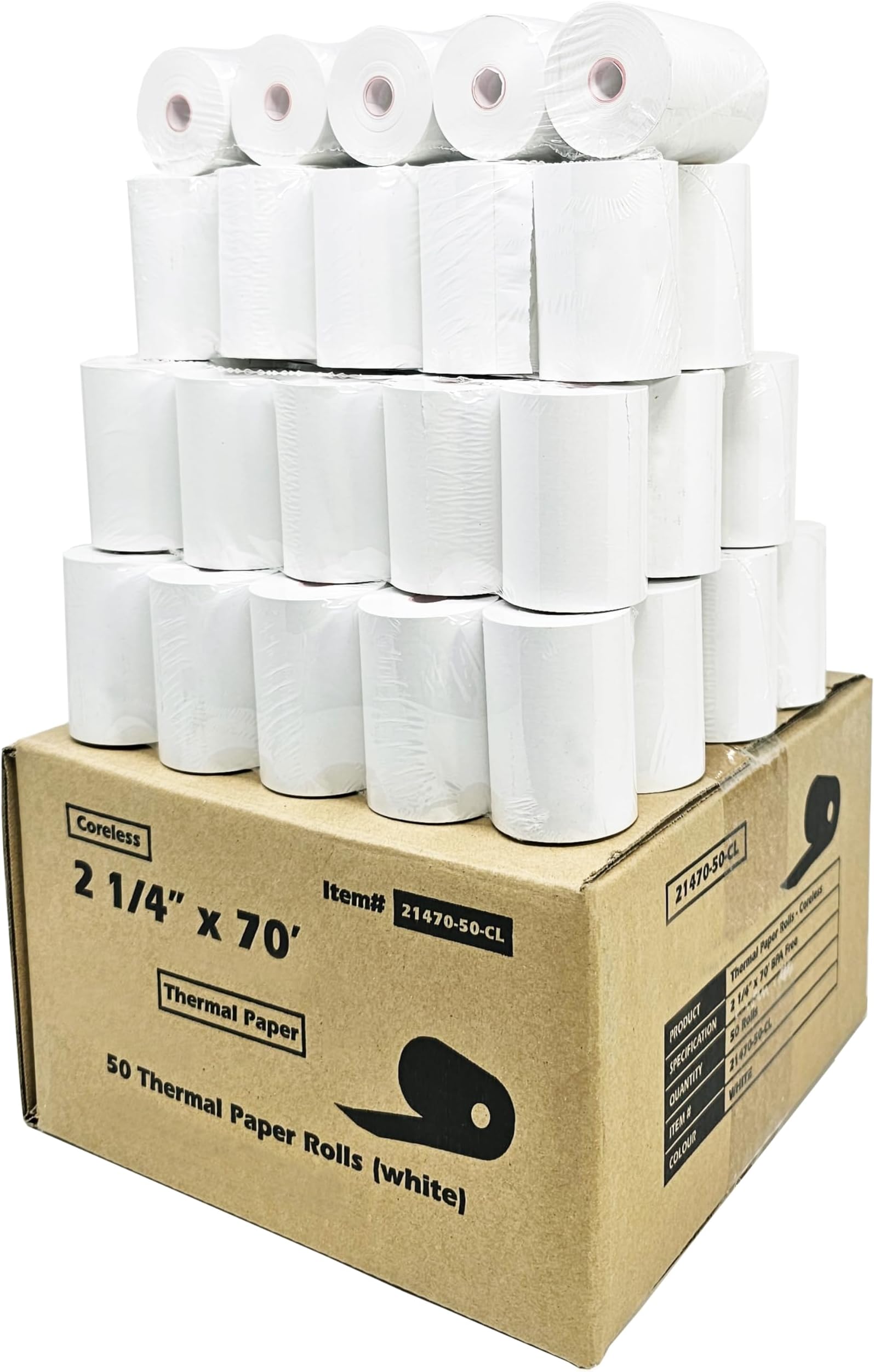 Box Of 100, 2-1/4" X 30' BPA-Free Thermal Paper Rolls – Compatible With Moneris, Square, Clover, Wireless Debit & Credit Card Machines, Receipt Paper
