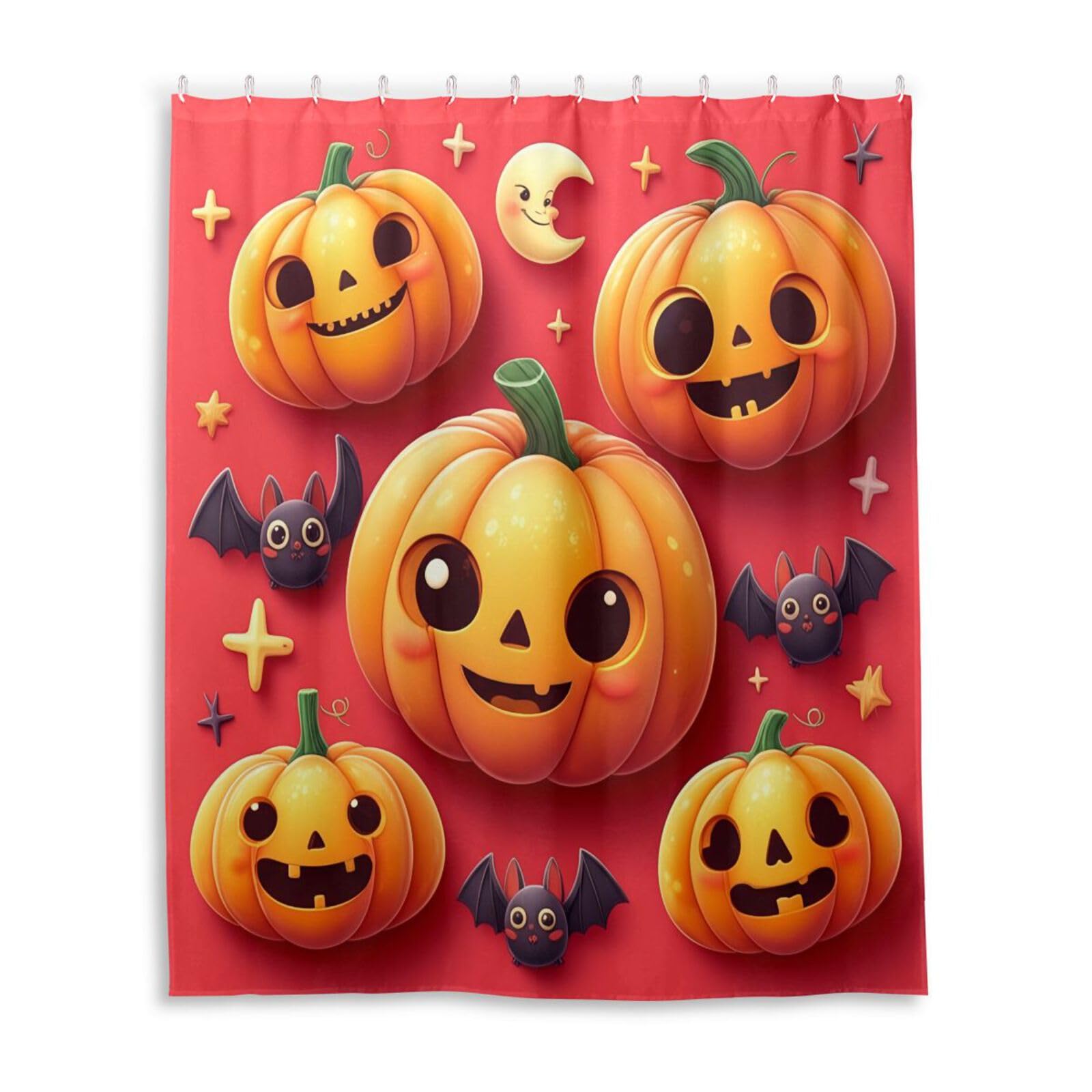 DUOBU Jack-o-Lantern Pumpkins Shower Curtain Washable Waterproof Fabric Bath Curtain 60x72Inch Shower Curtains with Hooks for Bathroom Decor