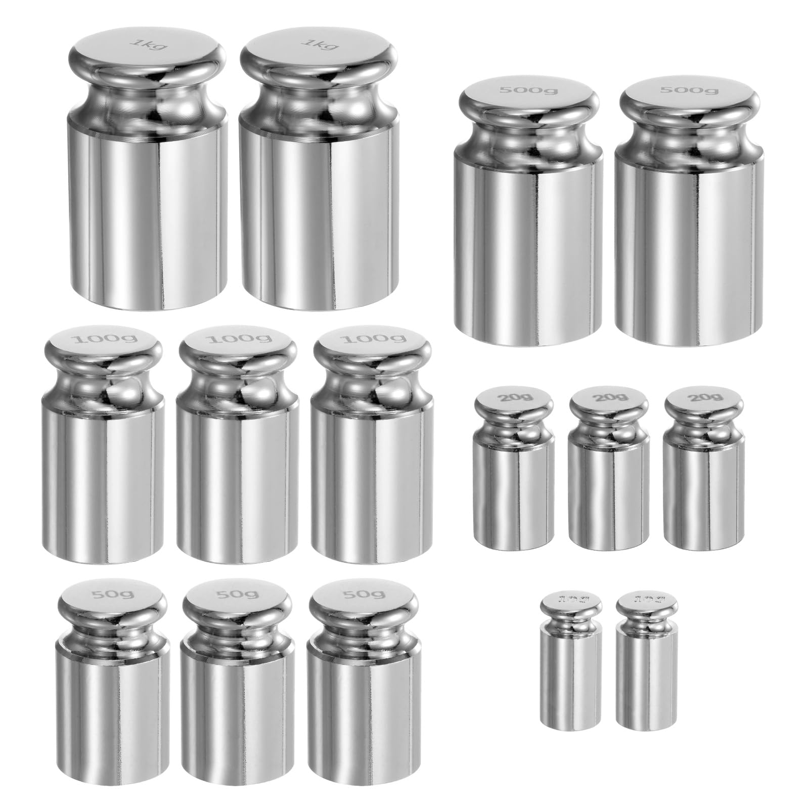 QUARKZMAN 15pz Set di Pesi di Calibrazione 10g 20g 50g 100g 500g 1kg M1 Acciaio Cromato di Precisione per Bilance Digitali