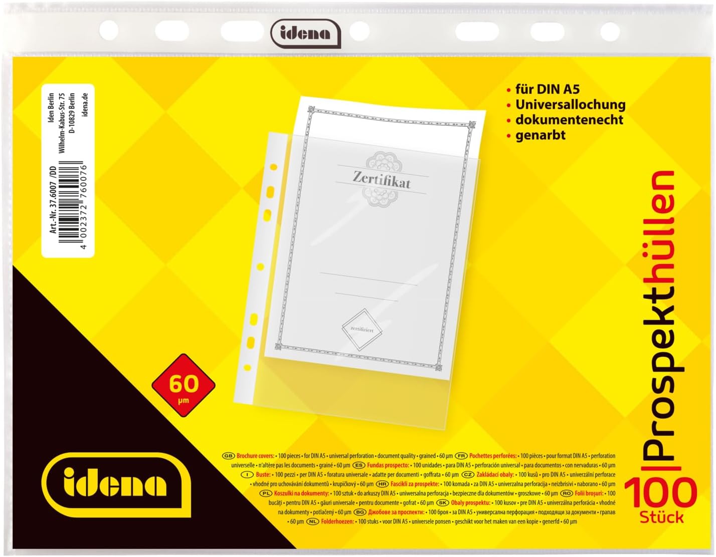 Idena, brochure Covers, DIN4, 10010 DIN A5, 100 Item, Grained