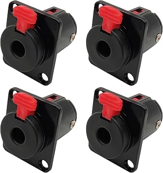 6.35mm Stereo Female Panel Mount Locking Style D Series Connector TRS 1/4 Mono Input Jack Socket Adapter for Guitar 4pcs