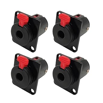 6.35mm Stereo Female Panel Mount Locking Style D Series Connector TRS 1/4 Mono Input Jack Socket Adapter for Guitar 4pcs