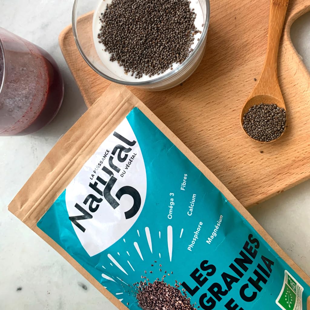 GRAINES DE CHIA BIO CULTIVEES EN FRANCE -1KG Riches en Protéines, Omega3 et fibres. Qualité Supérieure France. Efficacité Minceur, transit. Régule l'appétit. Chia seeds idéales salades, smoothies.
