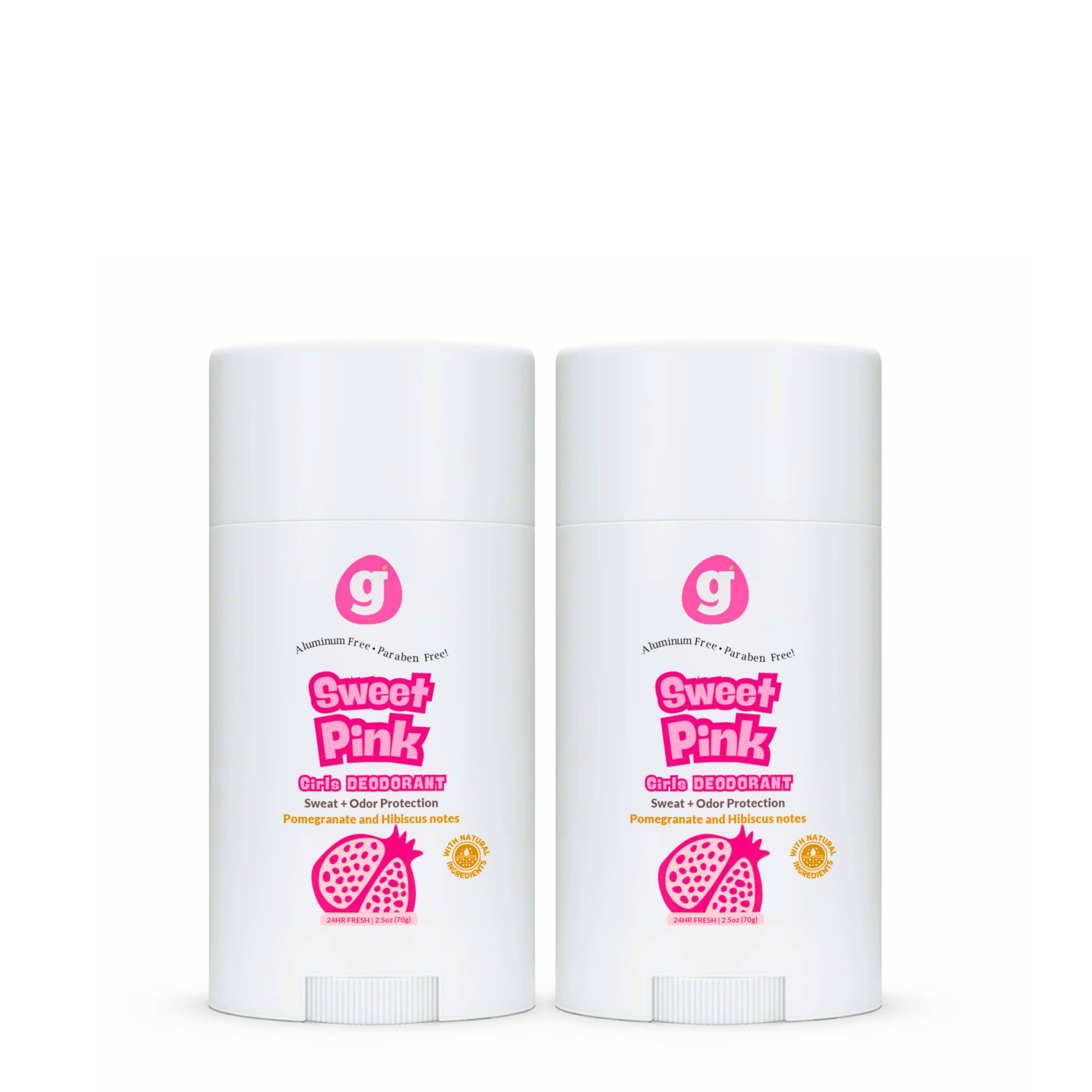 Growing Basics Sweet Pink deodorant - Non-Toxic, Natural Deodorant for Girls, Safe for Kids | Hypoallergenic | 24-Hour Body Odor Protection | High Performance | Aluminum-Free | (Set of 2)