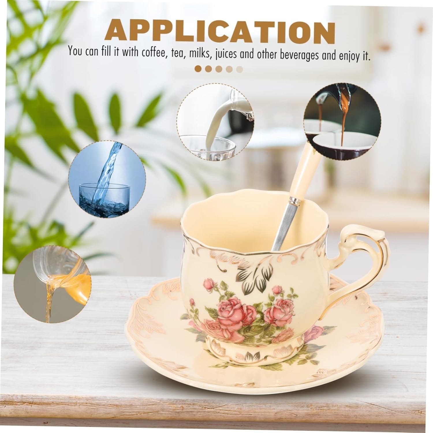 Kubek ceramiczny 2 zestawy Filiżanka do herbaty kwiatowej Ceramiczny kubek do mleka Szklane filiżanki do espresso Wystrój w stylu vintage Kubki do kawy z porcelany kostnej Filiżanka w kształcie serca