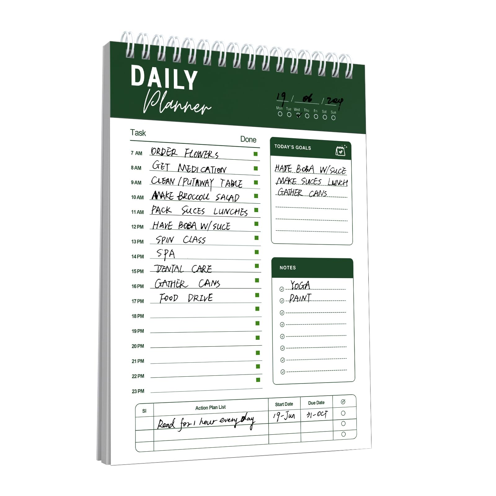To Do List Notebook Daily Planner A5 CheckList Pad 52 Sheets, 5.9" x 8.2" Daily Schedule Goal and Tasks Setting Notepad Productivity Planner, Spiral Appointment Organizers, A5-DG