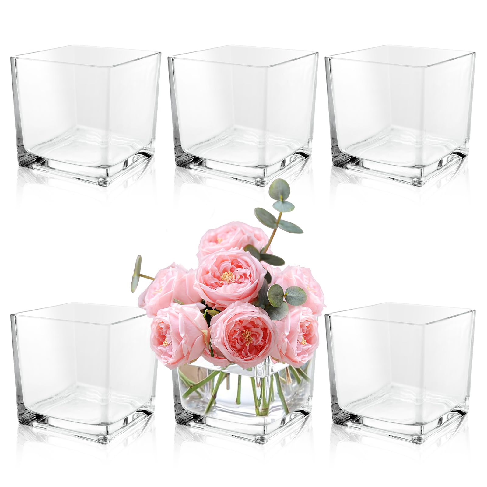 Vase à fleurs cube en verre pour sublimer vos centres de table de mariage et fêtes