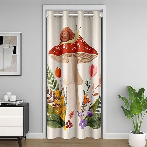 Miniatura 10 de Cortina de puerta de estilo retro de los años 60 y 70 para puerta, privacidad, 42 x 80 pulgadas, linda cortina hippie para puerta de armario de 1970