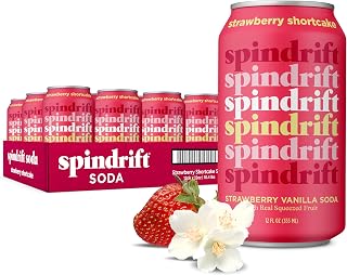 Spindrift Soda "Strawberry Shortcake" Strawberry Vanilla Soda with Real Squeezed Fruit 12 Pack Case