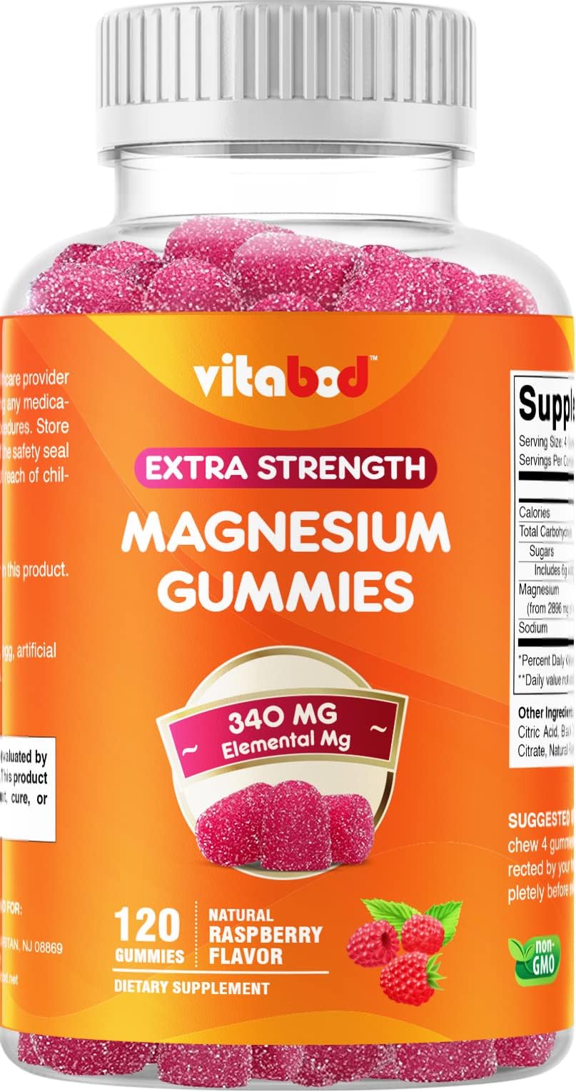 Vitabod Extra Strength Magnesium Gummies, Supports Nerve Health, Bone Health, Muscle