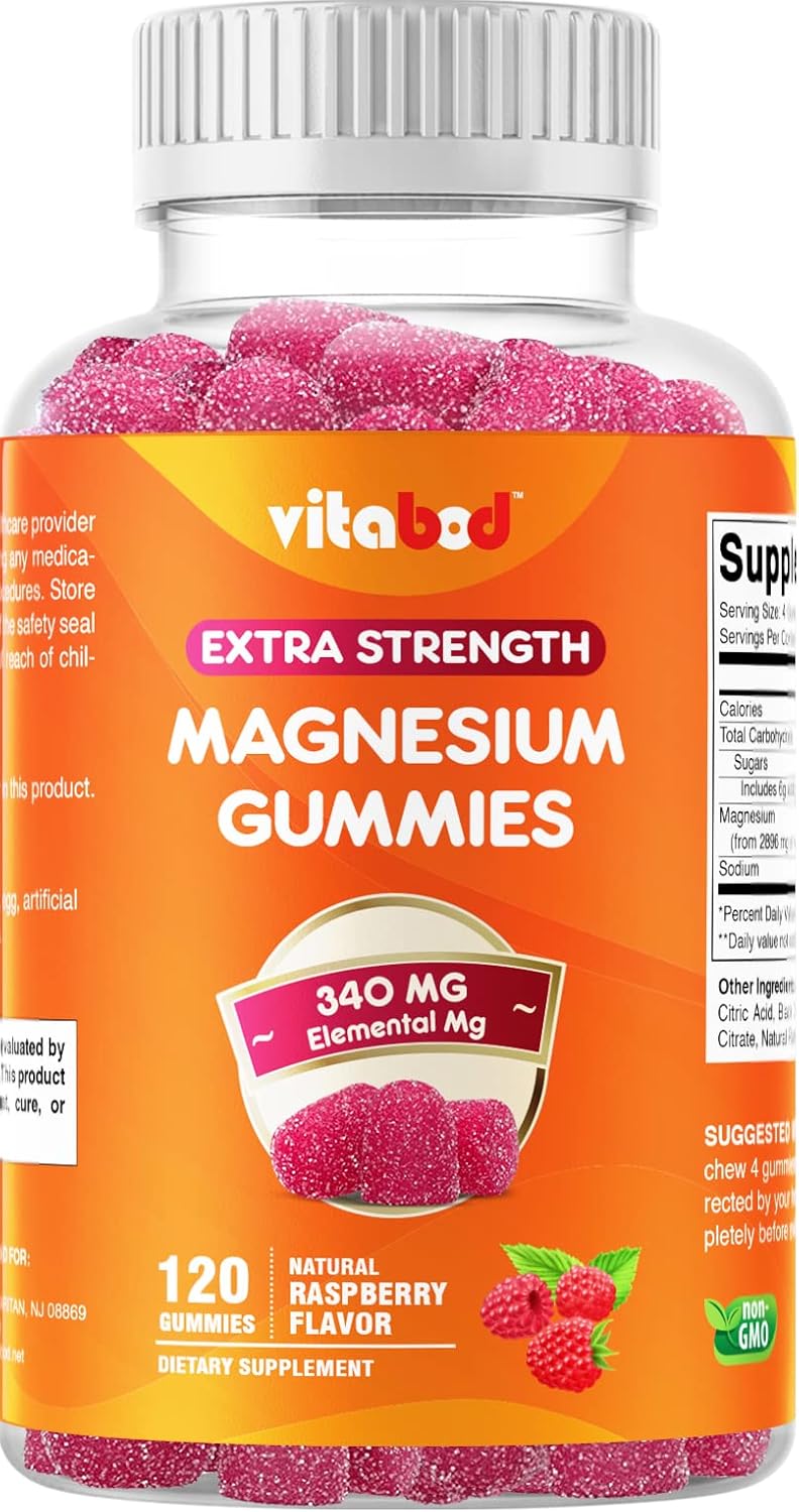 Vitabod Extra Strength Magnesium Gummies, Supports Nerve Health, Bone Health, Muscle