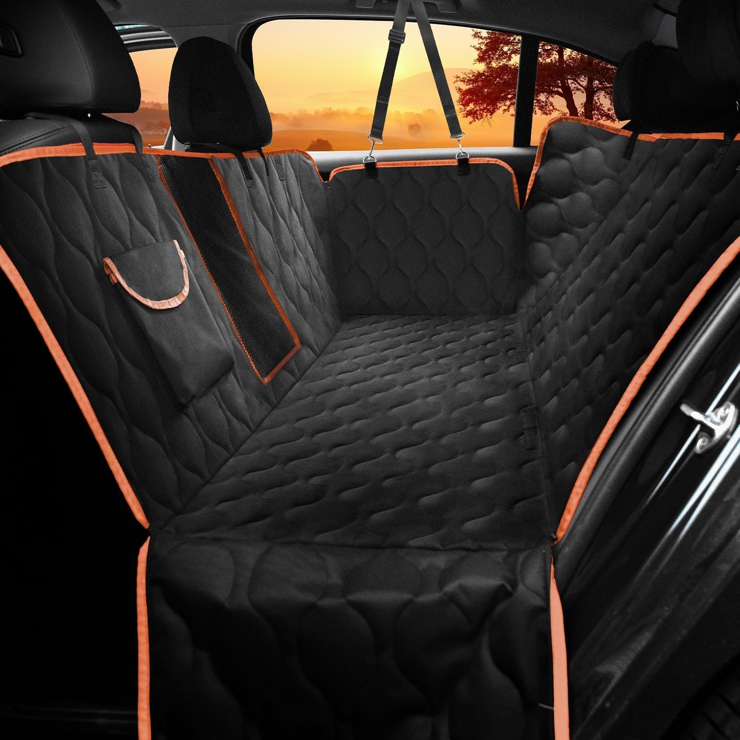 Waterproof Dog Car Seat Cover, Black with Orange... 11 Waterproof Dog Car Seat Cover, Black with Orange...
